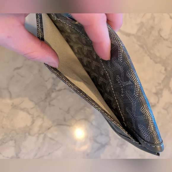 Goyard Gray Chevron Coated Canvas Goyardine St.Louis Pouch Wallet - Picture 6 of 6
